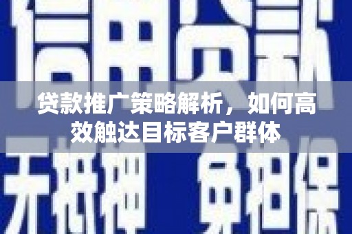 溆浦贷款推广策略解析，如何高效触达目标客户群体