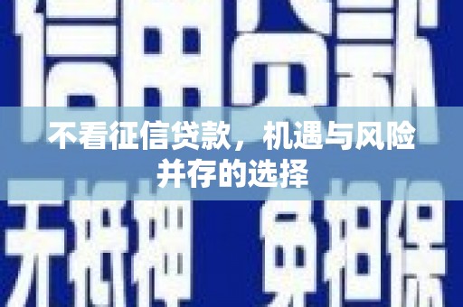 永新不看征信贷款，机遇与风险并存的选择